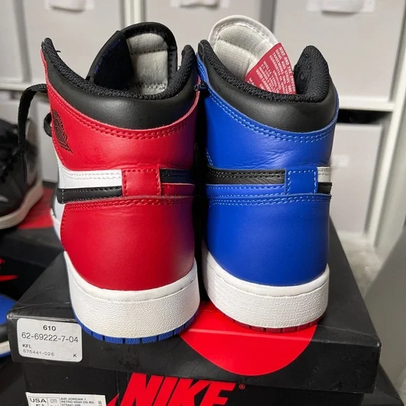 Air Jordan 1 Retro High OG Red Blue Black White GS 5.5Y - Picture 4 of 6